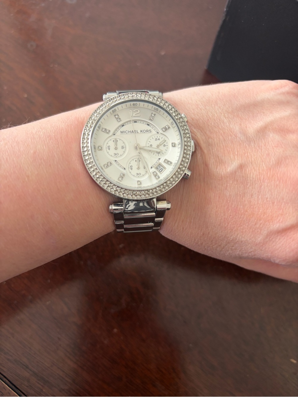 Michael Kors Silver Crystal-Accent Women's Bracelet Watch-needs a battery